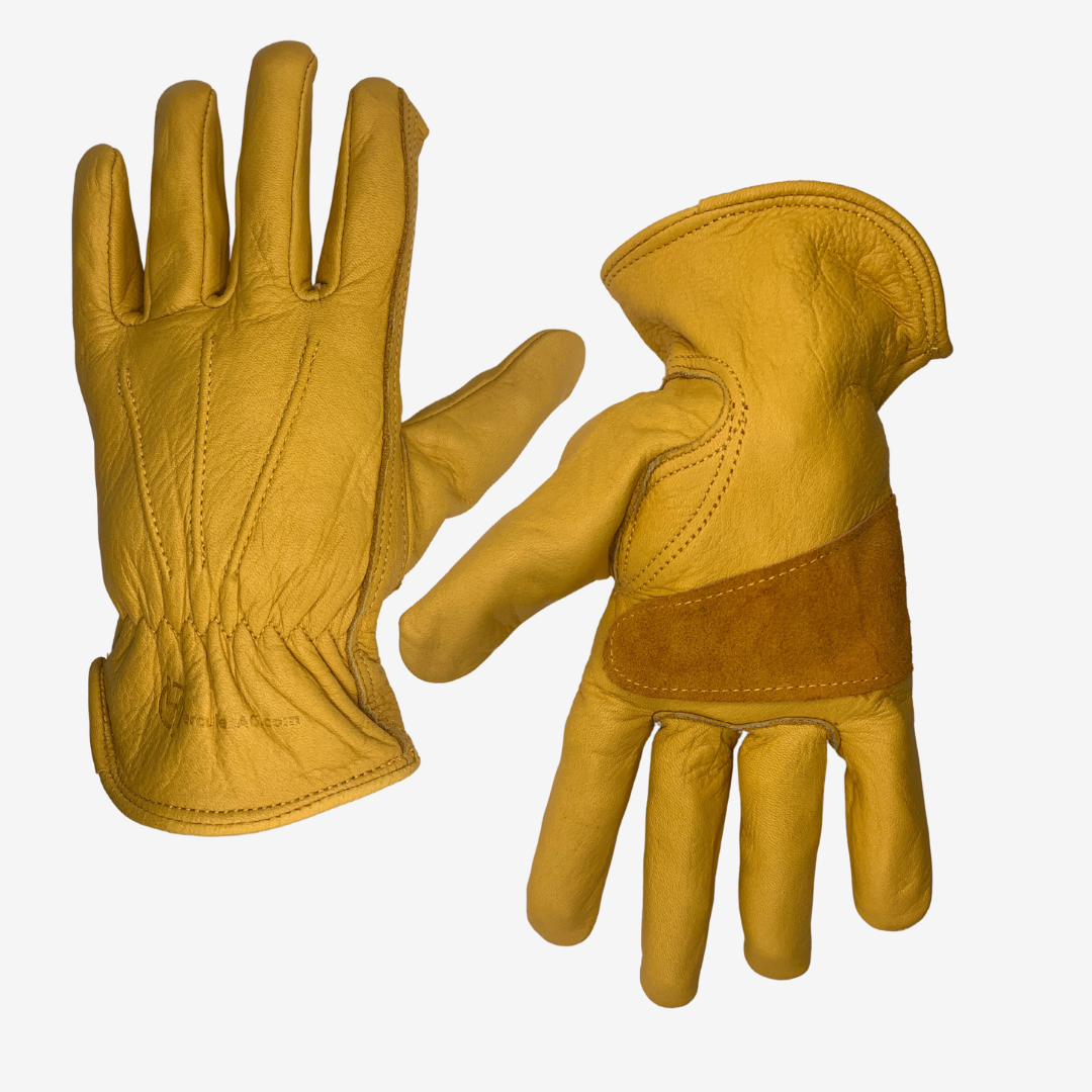 Leather Work Gloves with Palm Patch - Unlined